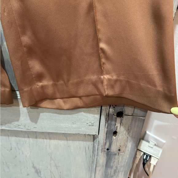 Tan Caramel Wide-leg Satin Pants Small - Picture 6 of 8